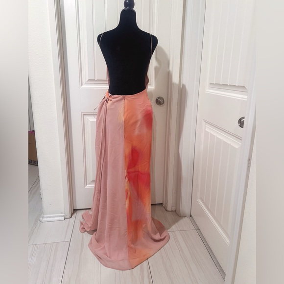 Zara Printed Long Dress with Scarf Size S - Picture 7 of 8